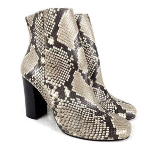 NEW Steve Madden Pixie Natural Snake Print Block Heel Ankle Boot Bootie Size 8